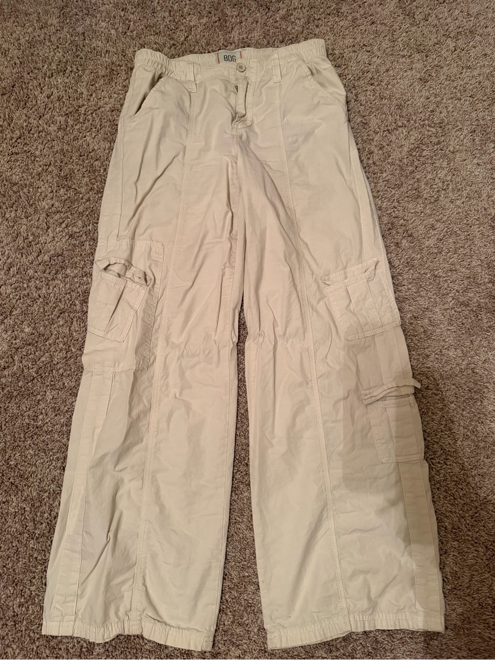 Urban Outfitters Cream Cargo Pants with Utility Pockets